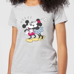 T-Shirt Femme Bisou Mickey & Minnie Mouse (Disney) - Gris