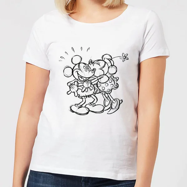 T-Shirt Femme Croquis Bisou Mickey & Minnie Mouse (Disney) - Blanc 4 T-Shirt Femme Croquis Bisou Mickey & Minnie Mouse (Disney) - Blanc â Image 2