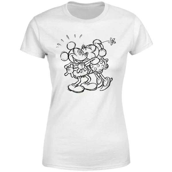 T-Shirt Femme Croquis Bisou Mickey & Minnie Mouse (Disney) - Blanc 6 T-Shirt Femme Croquis Bisou Mickey & Minnie Mouse (Disney) - Blanc â Image 4