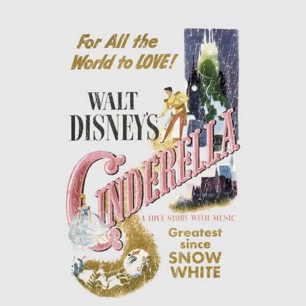 T-Shirt Femme Cendrillon Affiche Rétro Disney - Gris 4 T-Shirt Femme Cendrillon Affiche Rétro Disney - Gris – Image 2