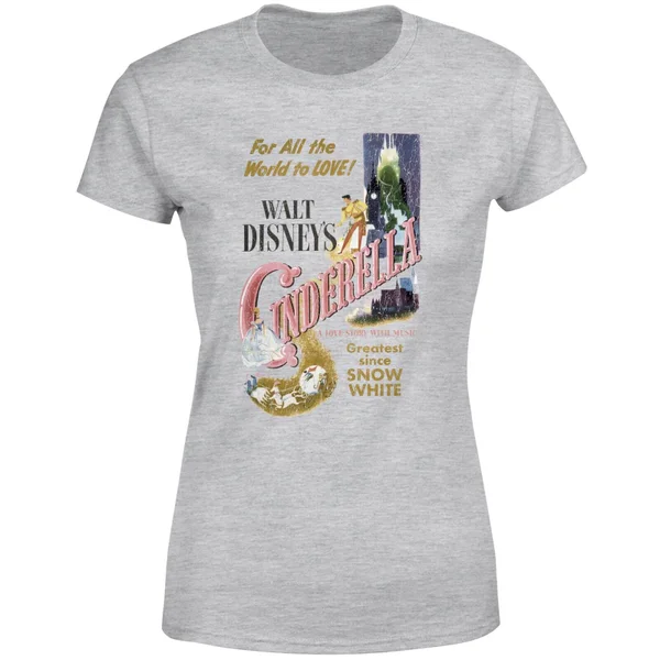 T-Shirt Femme Cendrillon Affiche Rétro Disney - Gris 7 T-Shirt Femme Cendrillon Affiche Rétro Disney - Gris – Image 5