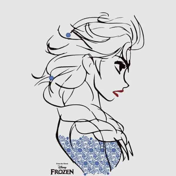 Disney T-Shirt Homme La Reine Des Neiges - Croquis Elsa Bleu - Gris 4 Disney T-Shirt Homme La Reine Des Neiges - Croquis Elsa Bleu - Gris – Image 2