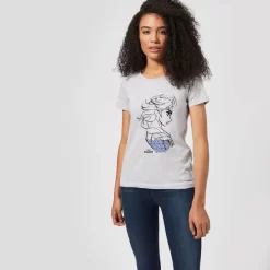 Disney T-Shirt Femme La Reine Des Neiges - Croquis Elsa Bleu - Gris -Disney 11795895 1374624555261581