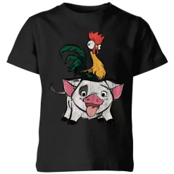 T-Shirt Enfant Hei Hei Et Pua Vaiana, La Légende Du Bout Du Monde Disney - Noir