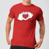 Disney Mickey Heart Hands Men's T-Shirt - Red -Disney 12038707 1424648638029061