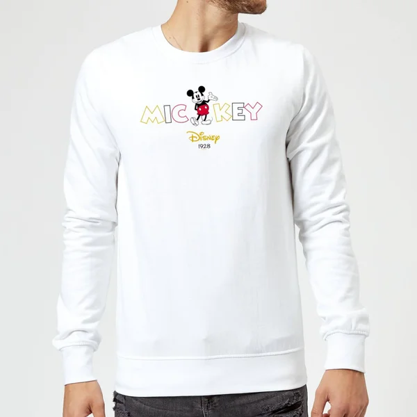 Disney Mickey Mouse Disney Wording Sweatshirt - White 3 Disney Mickey Mouse Disney Wording Sweatshirt - White