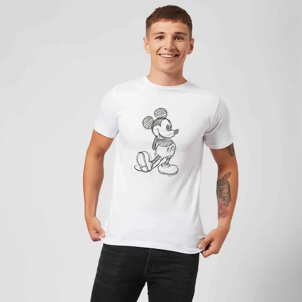 Disney Mickey Mouse Sketch Men's T-Shirt - White 5 Disney Mickey Mouse Sketch Men's T-Shirt - White – Image 3