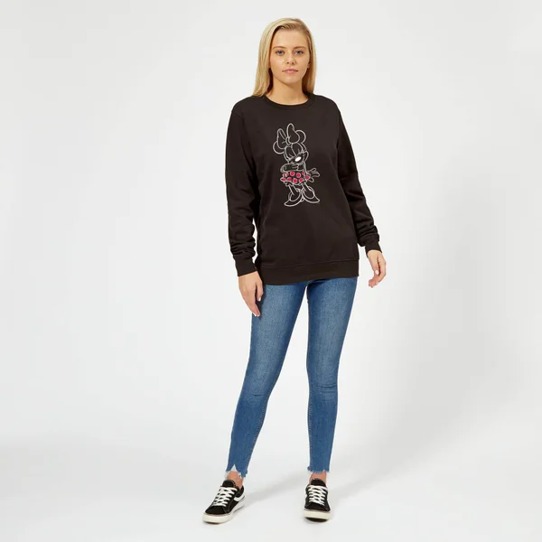 Disney Mini Mouse Line Art Women's Sweatshirt - Black 5 Disney Mini Mouse Line Art Women's Sweatshirt - Black – Image 3