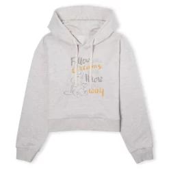 Disney Dumbo Follow Your Dreams Women's Cropped Hoodie - Ecru Marl