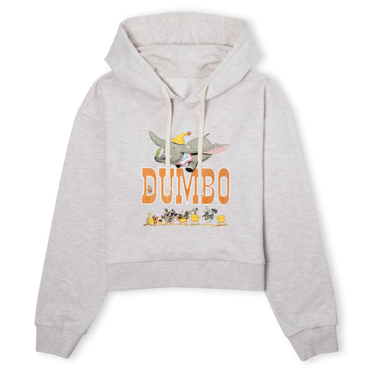Disney Dumbo The One The Only Women's Cropped Hoodie - Ecru Marl 3 Disney Dumbo The One The Only Women's Cropped Hoodie - Ecru Marl
