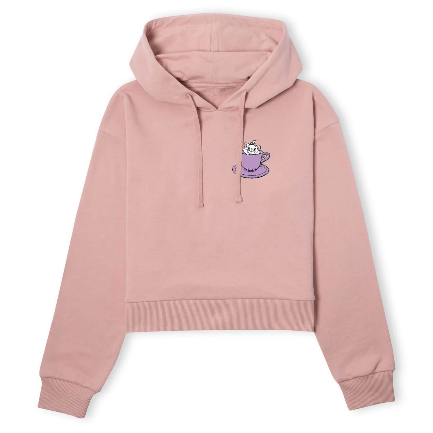 Disney Aristocats Marie Teacup Women's Cropped Hoodie - Dusty Pink 3 Disney Aristocats Marie Teacup Women's Cropped Hoodie - Dusty Pink