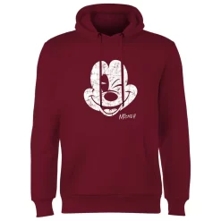 Disney Mickey Mouse Worn Face Hoodie - Burgundy