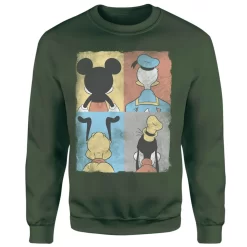 Disney Donald Duck Mickey Mouse Pluto Goofy Tiles Sweatshirt - Green