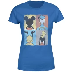 Disney Donald Duck Mickey Mouse Pluto Goofy Tiles Women's T-Shirt - Blue