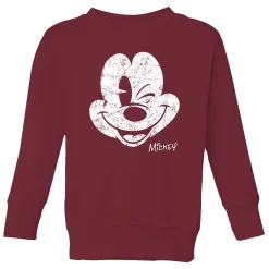 Disney Mickey Mouse Worn Face Kids' Sweatshirt - Burgundy