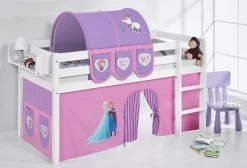 Lit Surélevé Blanc Laqué Rideau Princesses 90x190cm 11 Lit Surélevé Blanc Laqué Rideau Princesses 90x190cm -Disney lit sureleve blanc laque rideau princesses 90x190cm 106863