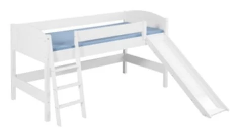 Lit Surélevé Blanc Laqué Toboggan IDA - Rideau Princesses 5 Lit Surélevé Blanc Laqué Toboggan IDA - Rideau Princesses – Image 4