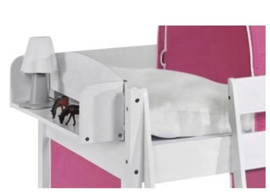 Lit Surélevé Blanc Toboggan Rideau Et Tour Dora 90x190 Cm 5 Lit Surélevé Blanc Toboggan Rideau Et Tour Dora 90x190 Cm – Image 3