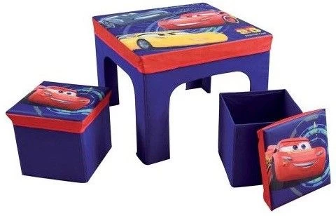 Disney Cars Table Carrée Et 2 Tabourets De Rangement Cars Disney 3 Disney Cars Table Carrée Et 2 Tabourets De Rangement Cars Disney